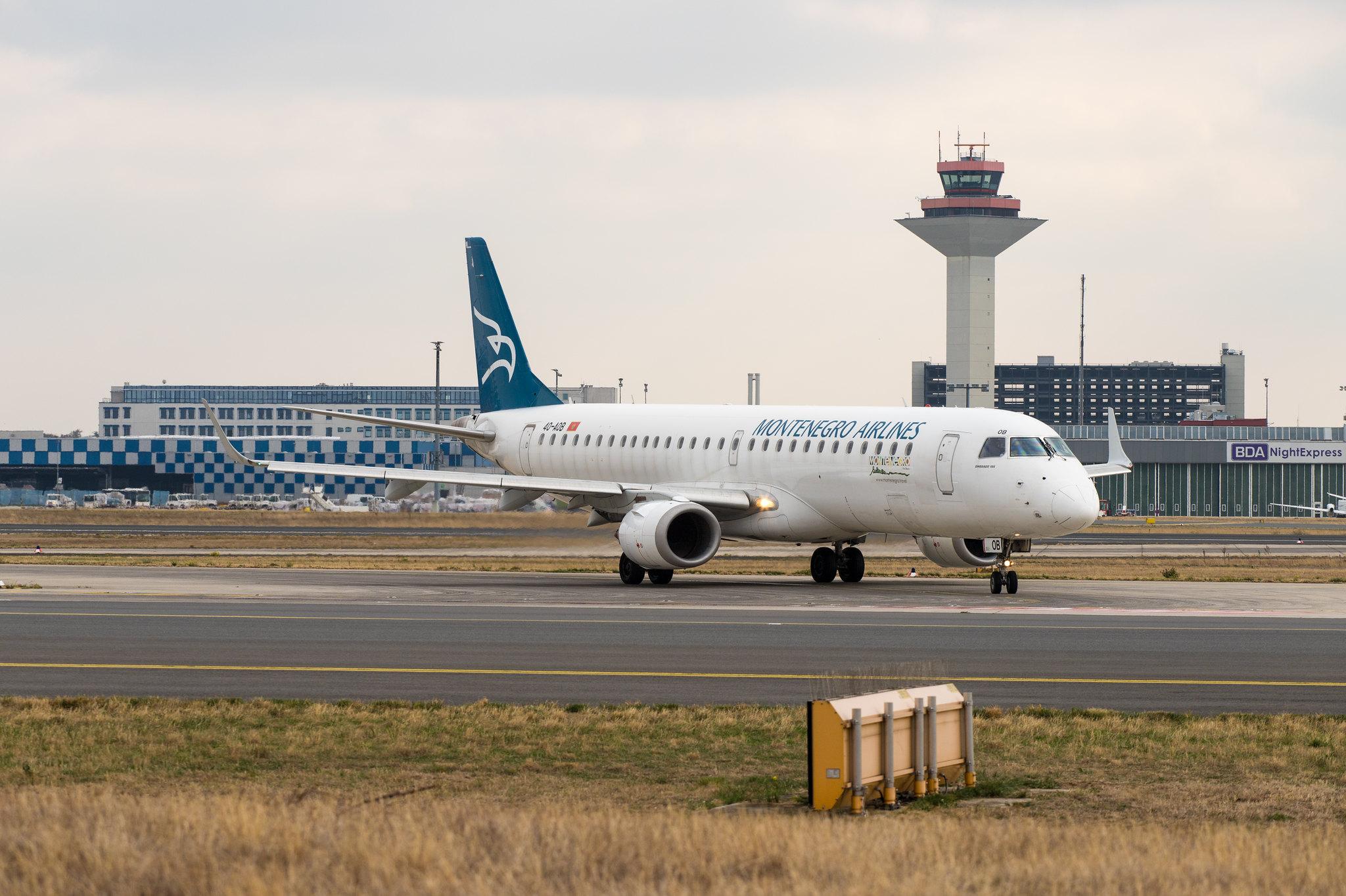 Frankfurt Airport: Montenegro Airlines (YM / MGX) |  Embraer E195LR E195 | 4O-AOB | MSN 19000283