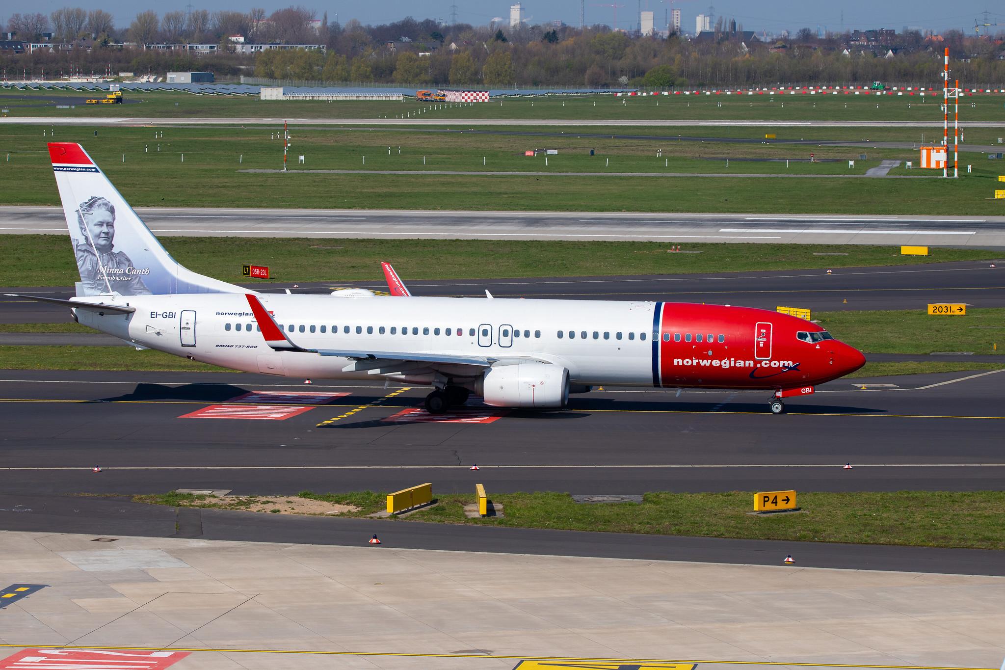 Düsseldorf Airport: Norwegian (DY / NAX) |  Livery: Minna Canth Livery | Operator: Norwegian Air International |  Boeing 737-8JP B738 | EI-GBI | MSN 39434