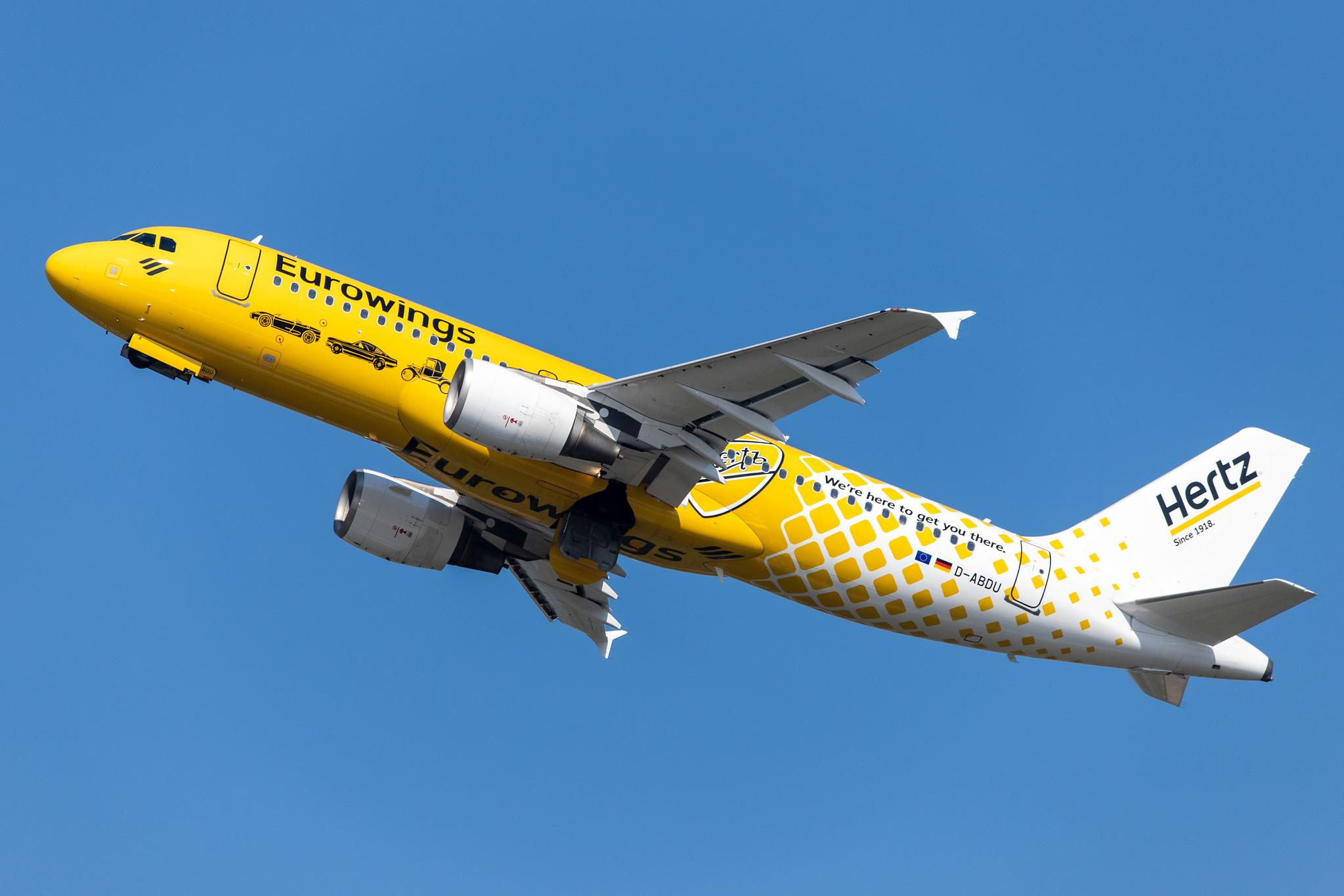 Düsseldorf Airport: Eurowings (EW / EWG) |  Livery: Hertz Livery |  Airbus A320-214 A320 | D-ABDU | MSN 3516