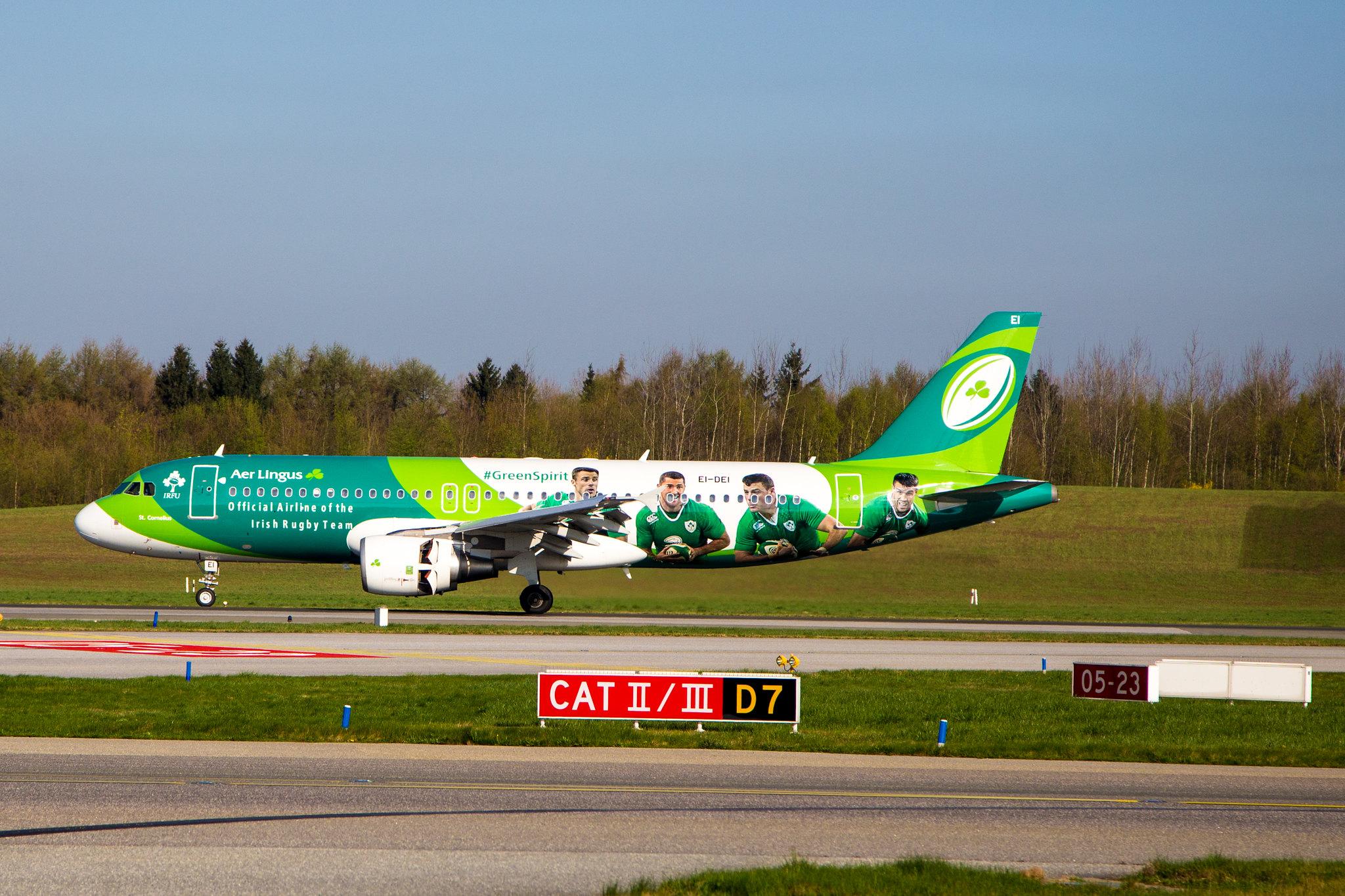 Hamburg Airport: Aer Lingus (EI / EIN) |  Livery: Irish Rugby Team Livery |  Airbus A320-214 A320 | EI-DEI | MSN 2374