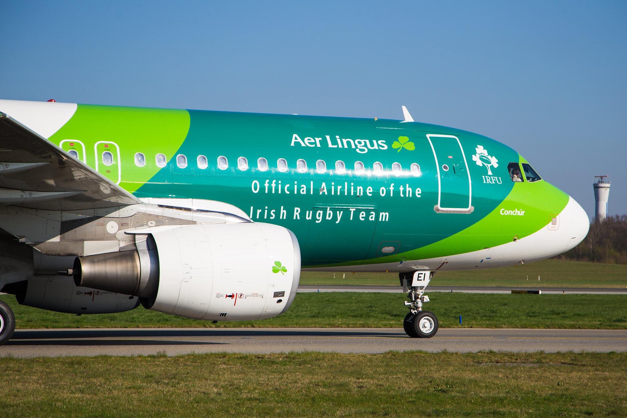 Hamburg Airport: Aer Lingus (EI / EIN) |  Livery: Irish Rugby Team Livery |  Airbus A320-214 A320 | EI-DEI | MSN 2374