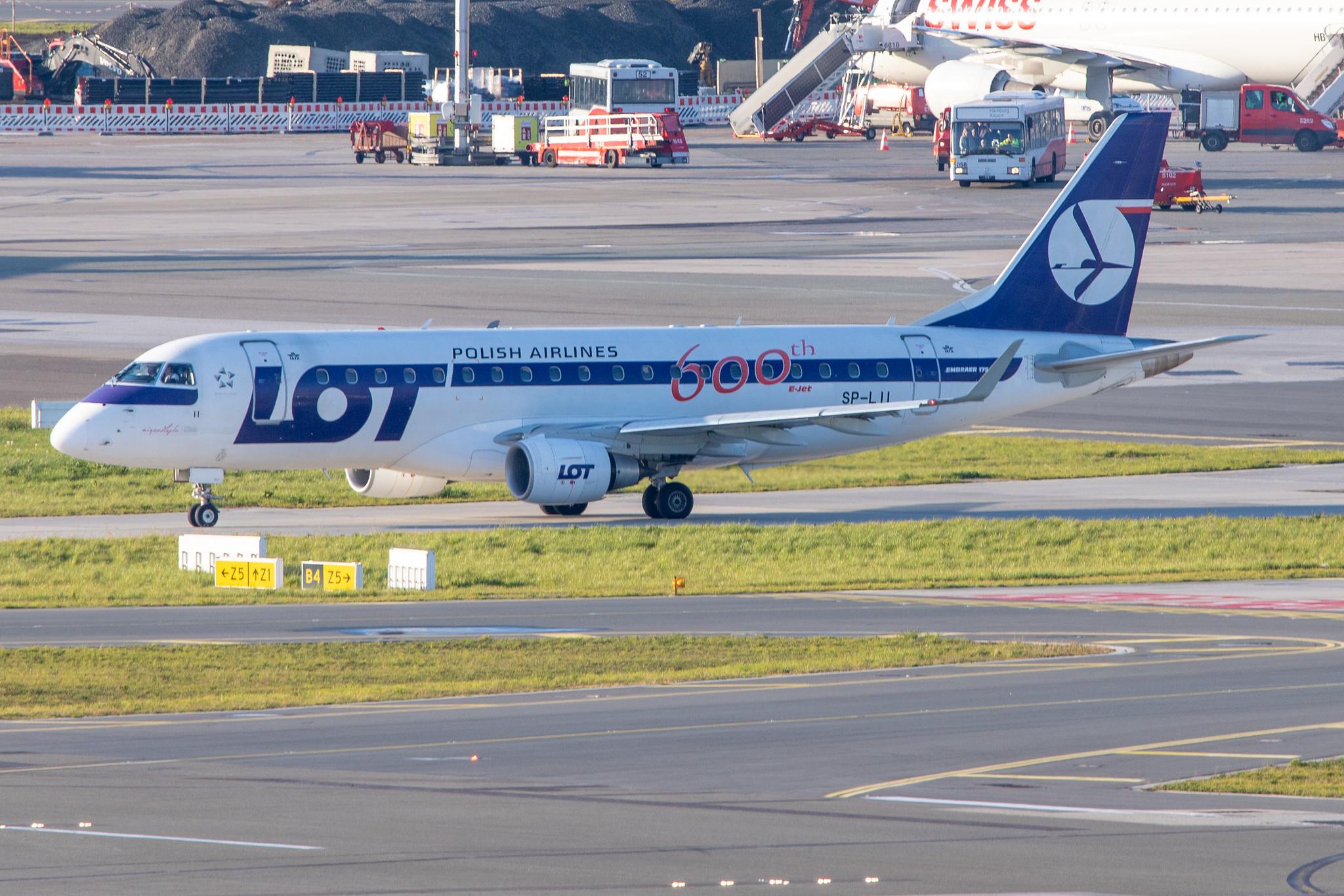 Hamburg Airport: LOT (LO / LOT) | Livery: 600th E-jet Livery | Embraer E175LR E75S | SP-LII | MSN 17000290