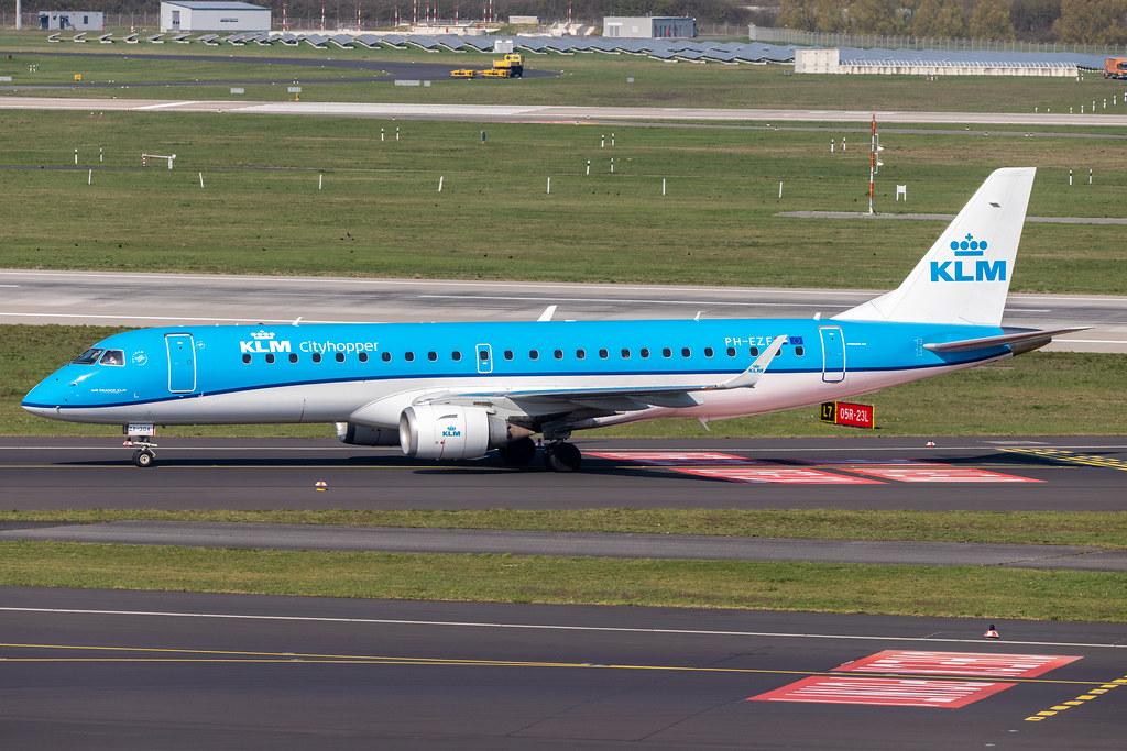 Düsseldorf Airport: KLM (KL / KLM) | Operator: KLM Cityhopper |  Embraer E190STD E190 | PH-EZF | MSN 19000304