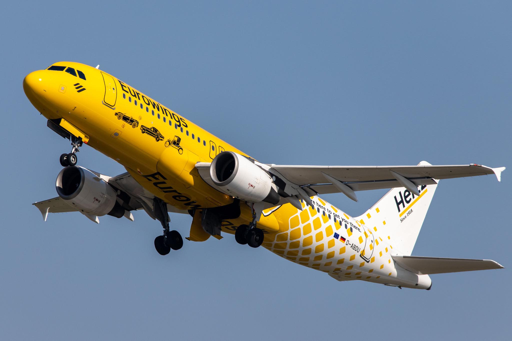 Düsseldorf Airport: Eurowings (EW / EWG) |  Livery: Hertz Livery |  Airbus A320-214 A320 | D-ABDU | MSN 3516