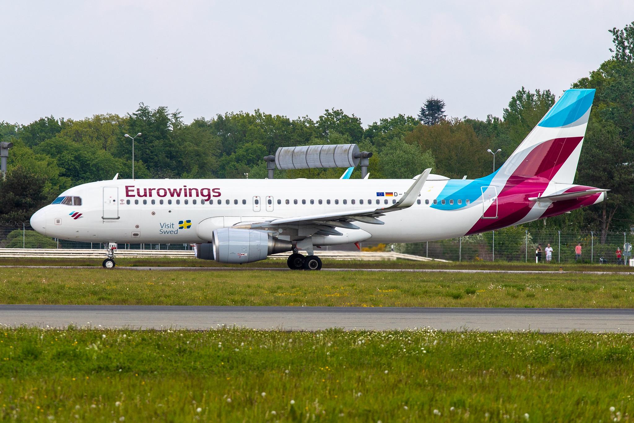 Hamburg Airport: Eurowings (EW / EWG) |  Livery: Visit Sweden/Göteborg Livery |  Airbus A320-214 A320 | D-AEWG | MSN 7121