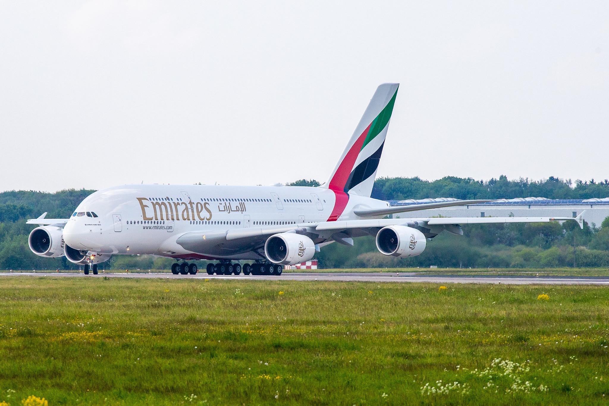 Hamburg Airport: Emirates (EK / UAE) |  Airbus A380-842 A388 | A6-EVC | MSN 248
