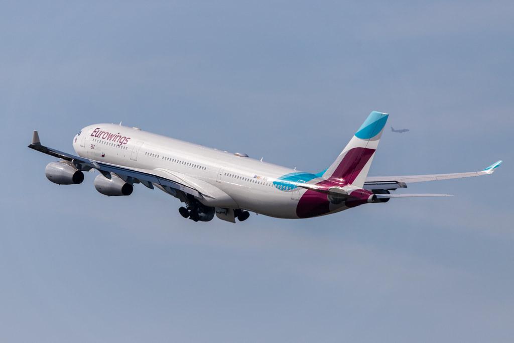 Düsseldorf Airport: Eurowings (EW /EWG) | Operator: Brussels Airlines |  Airbus A340-313 A343 | OO-SCW | MSN 0335