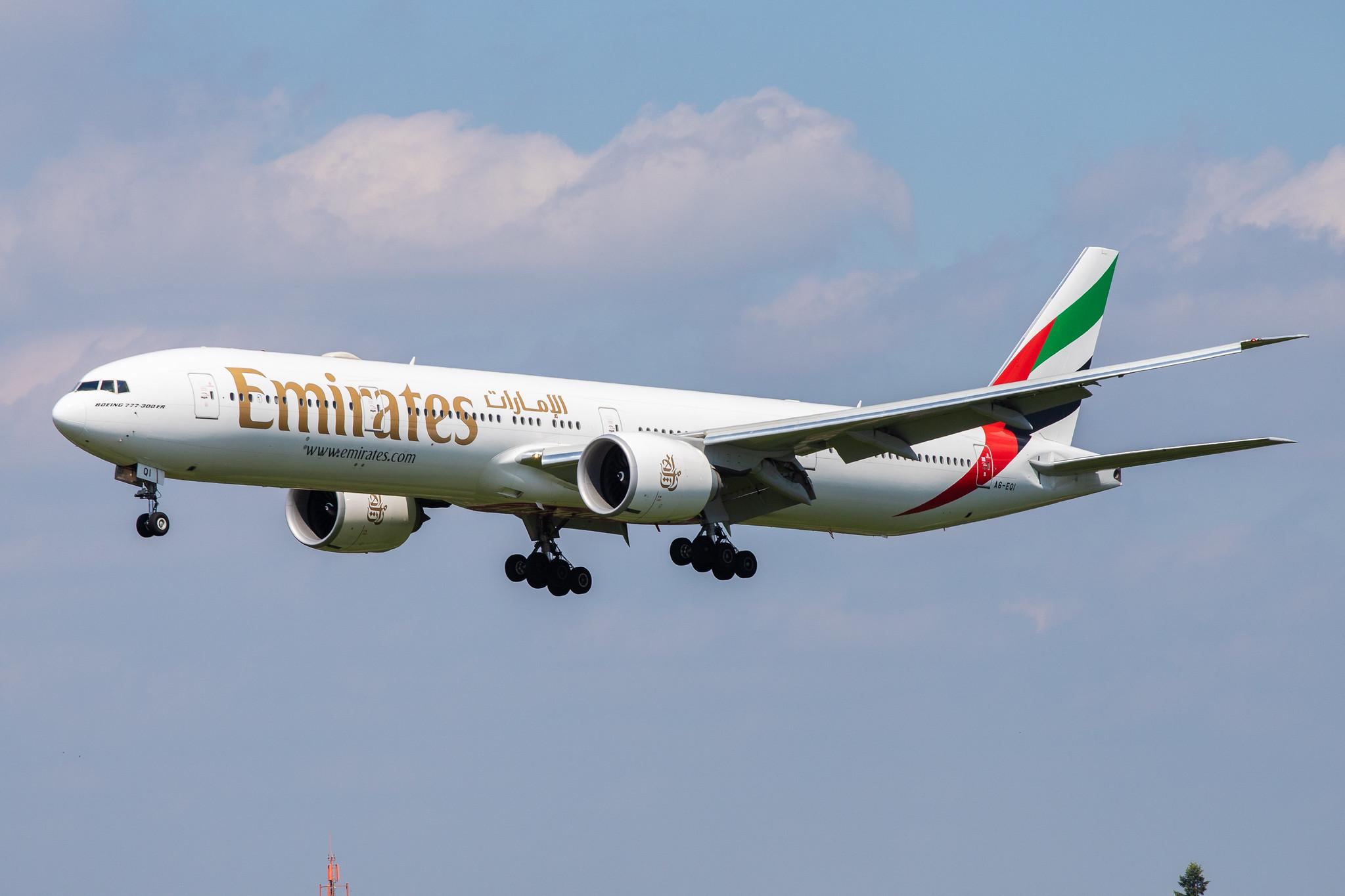 Hamburg Airport: Emirates (EK / UAE) |  Boeing 777-31H(ER) B77W | A6-EQI | MSN 42354