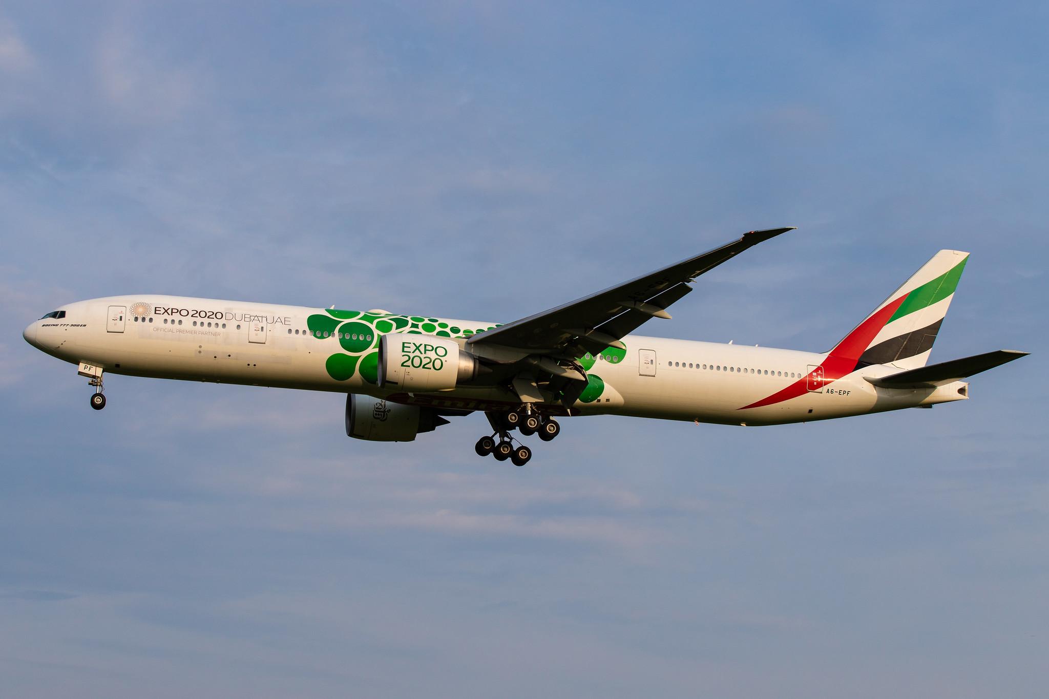 Hamburg Airport: Emirates (EK / UAE) |  Livery: Expo 2020 - Sustainability Livery |  Boeing 777-31H(ER) B77W | A6-EPF | MSN 42325