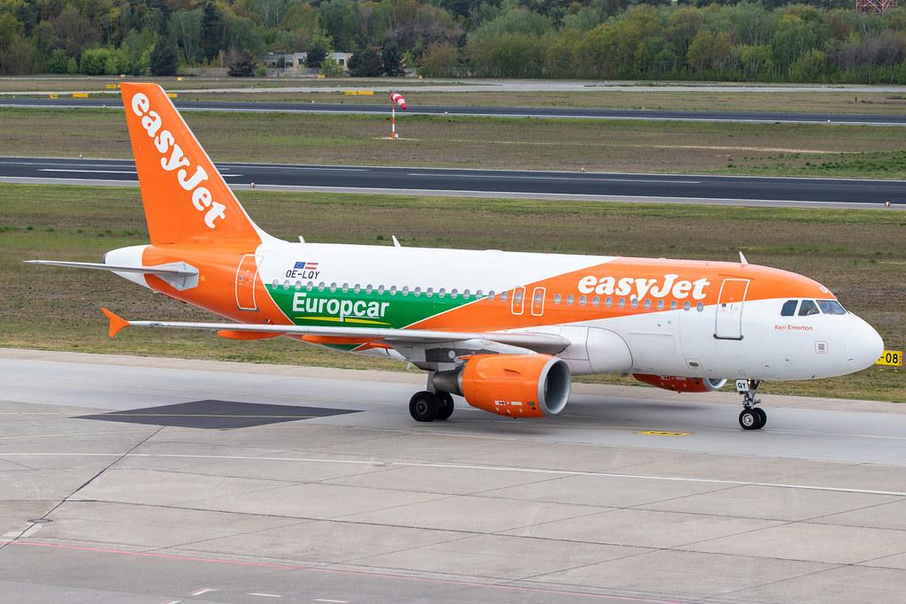 Flughafen Berlin Tegel (TXL): easyJet (U2 / EZY) |  Livery: Europcar Livery | Operator: easyJet Europe |  Airbus A319-111 A319 | OE-LQY | MSN 3683