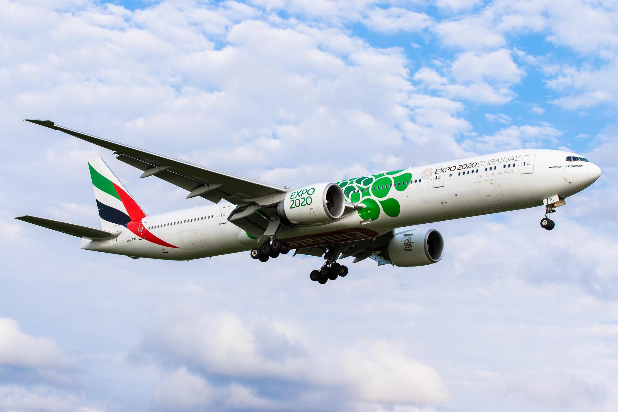 Hamburg Airport: Emirates (EK / UAE) |  Livery: Expo 2020 - Sustainability Livery |  Boeing 777-31H(ER) B77W | A6-EPL | MSN 42331
