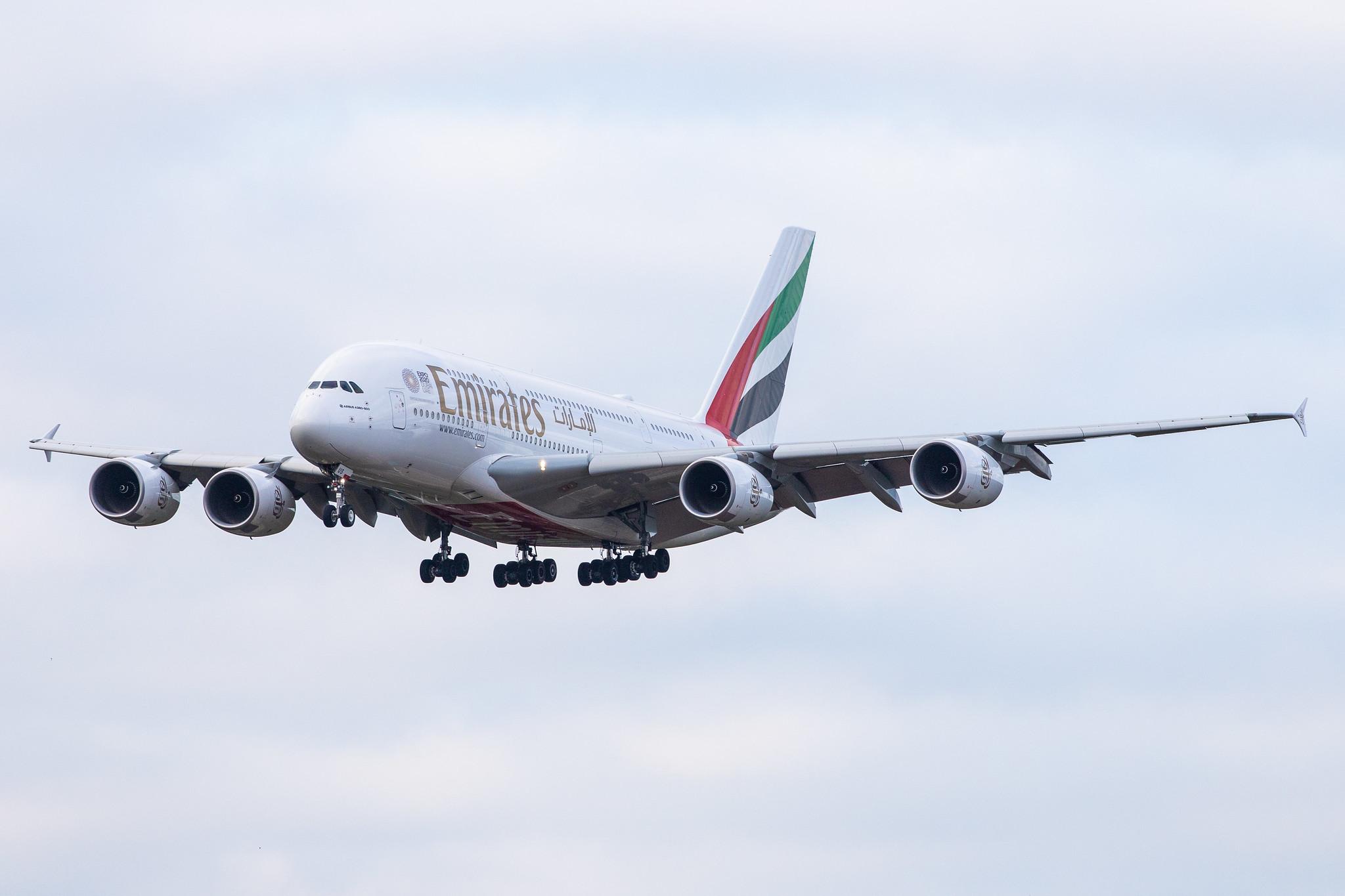 Hamburg Airport (HAM/EDDH): Emirates (EK / UAE) |  Airbus A380-842 A388 | A6-EUS | MSN 234