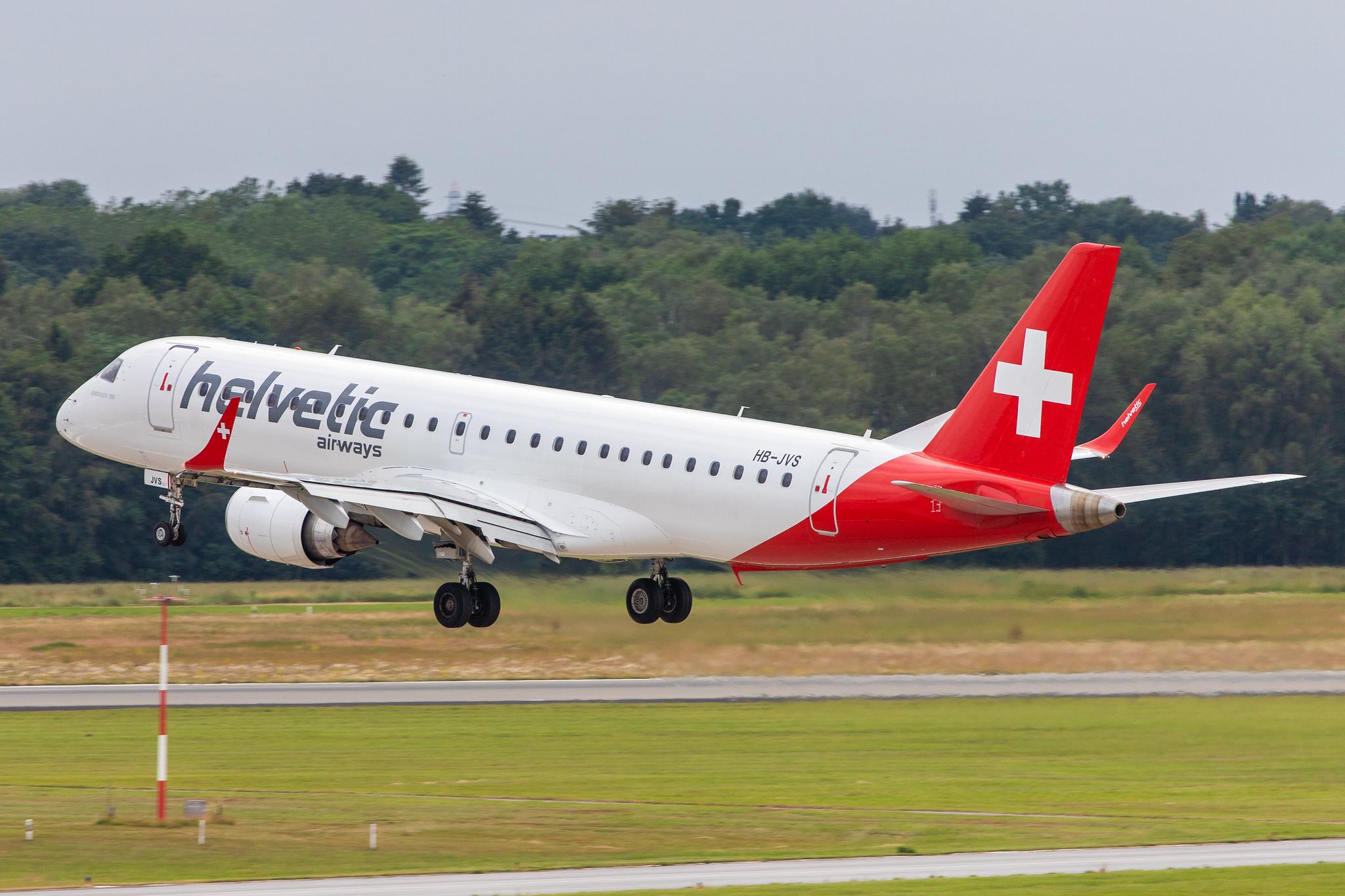 Hamburg Airport (HAM/EDDH): Helvetic Airways (2L / OAW) |  Embraer E190AR E190 | HB-JVS | MSN 19000265