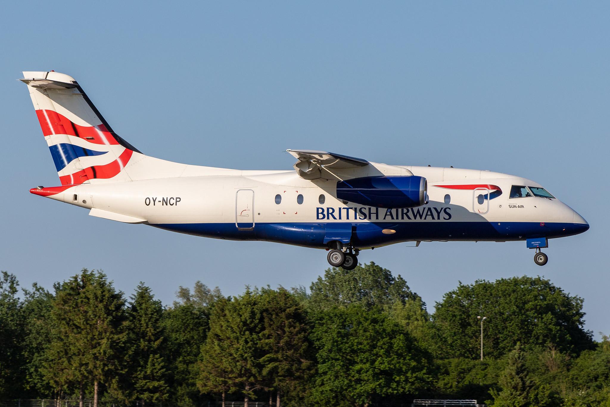 Hamburg Airport (HAM/EDDH): British Airways (BA / BAW) | Operator: Sun-Air |  Dornier 328-300 J328 | OY-NCP | MSN 3219