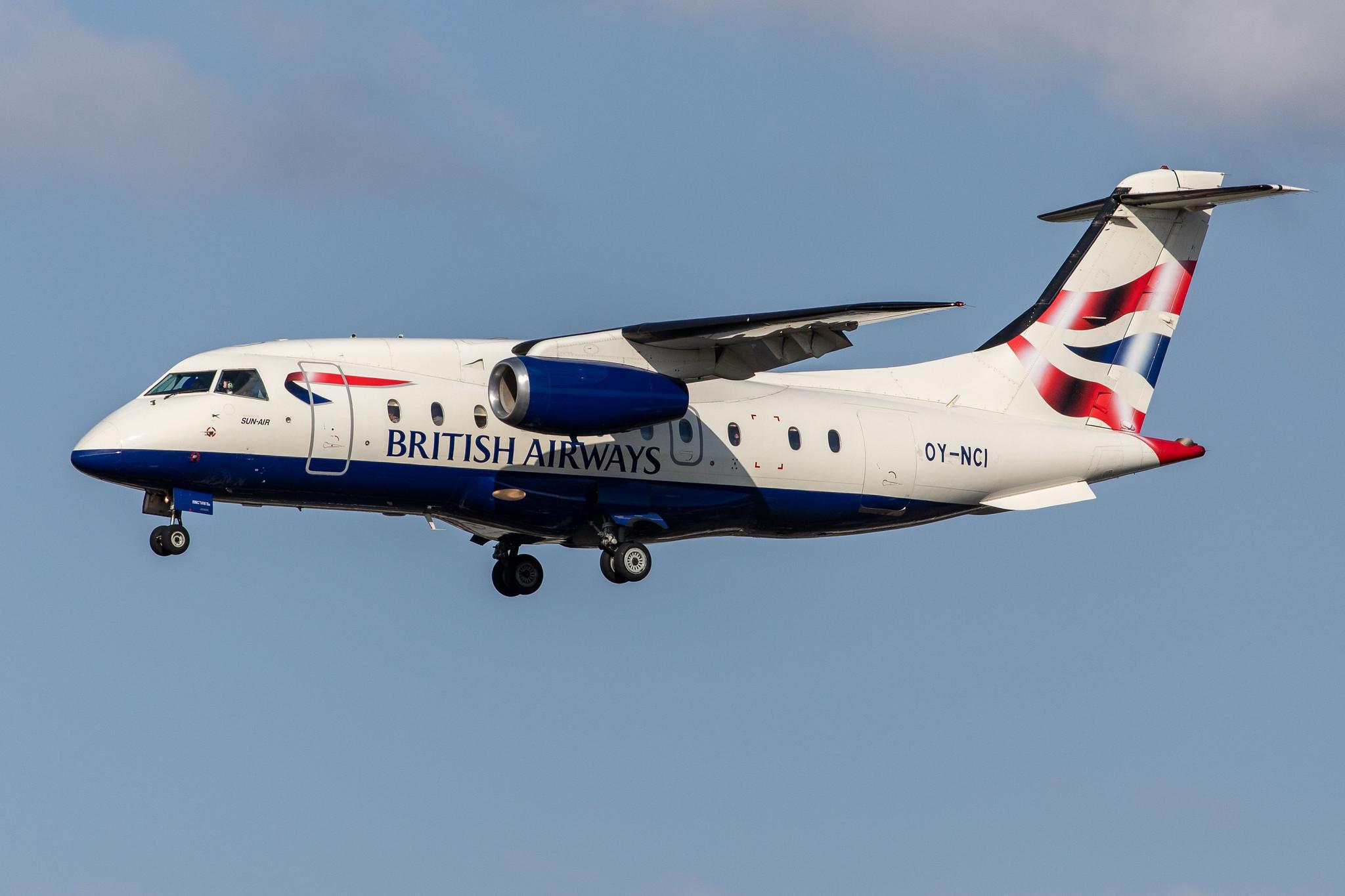 Hamburg Airport: British Airways (BA / BAW) | Operator: Sun-Air |  Dornier 328-300 JET J328 | OY-NCI | MSN 3142
