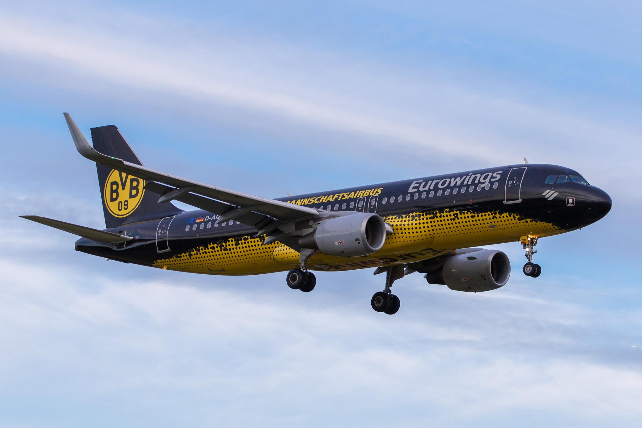 Hamburg Airport: Eurowings (EW / EWG) |  Livery: Borussia Dortmund Livery |  Airbus A320-214 A320 | D-AIZR | MSN 5525