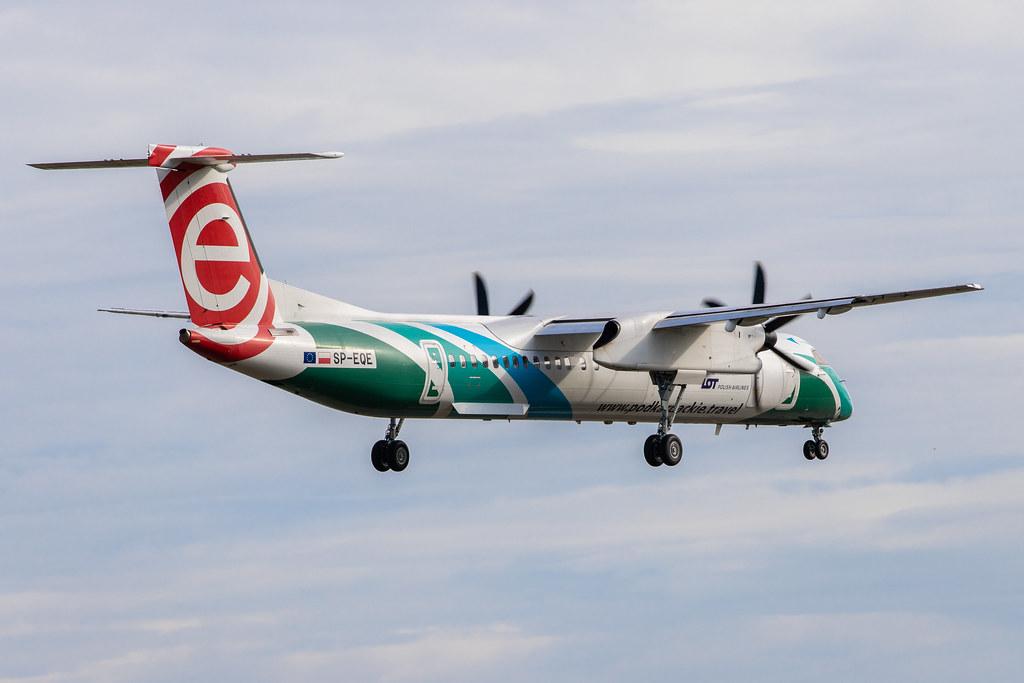 Hamburg Airport: LOT (LO / LOT) |  Livery: Podkarpackie livery |  De Havilland Canada Dash 8-400 DH8D | SP-EQE | MSN 4417