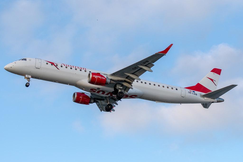 Hamburg Airport: Austrian Airlines (OS / AUA) |  Embraer E195LR E195 | OE-LWB | MSN 19000324