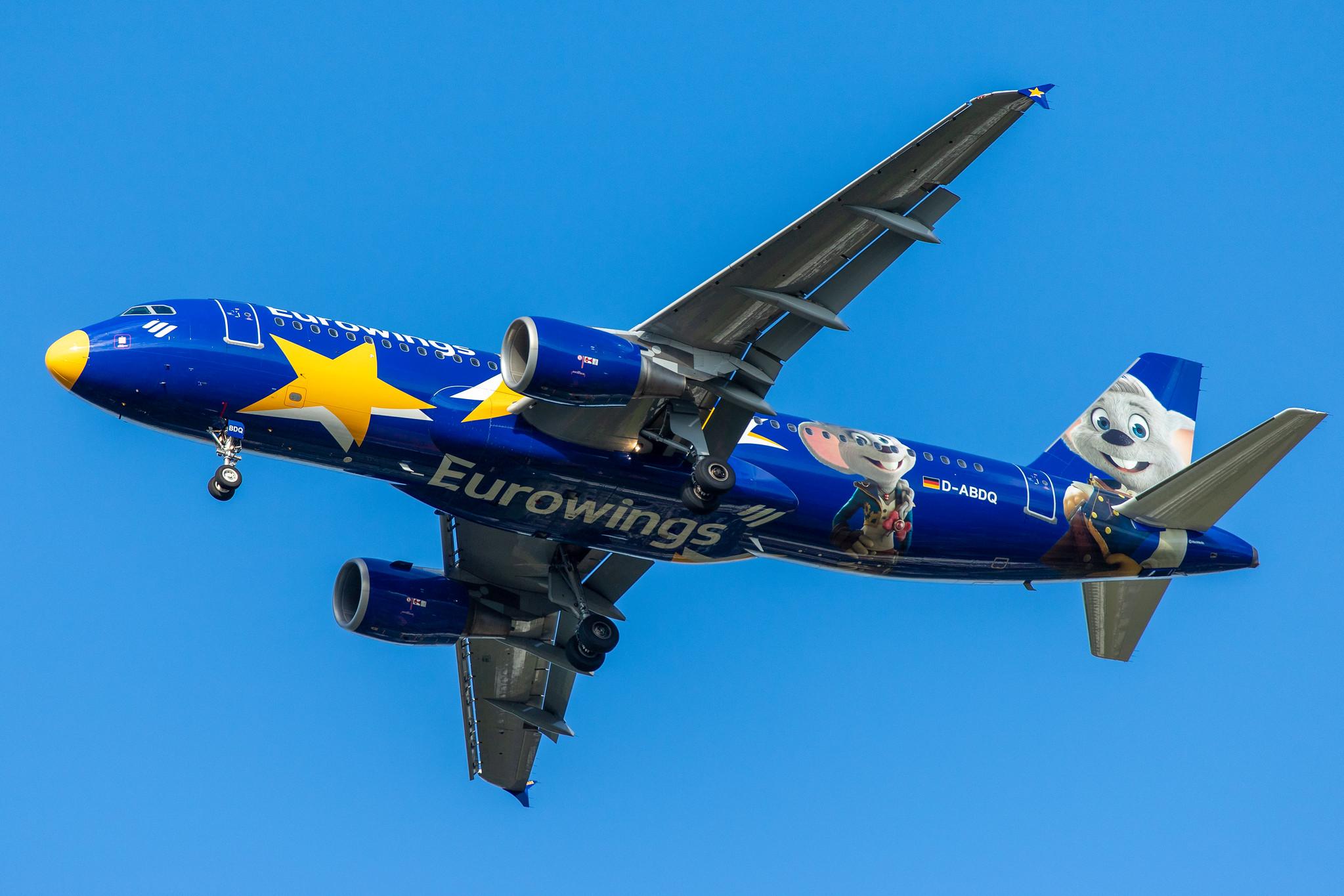 Hamburg Airport: Eurowings (EW / EWG) |  Livery: Europa Park Livery |  Airbus A320-214 A320 | D-ABDQ | MSN 3121