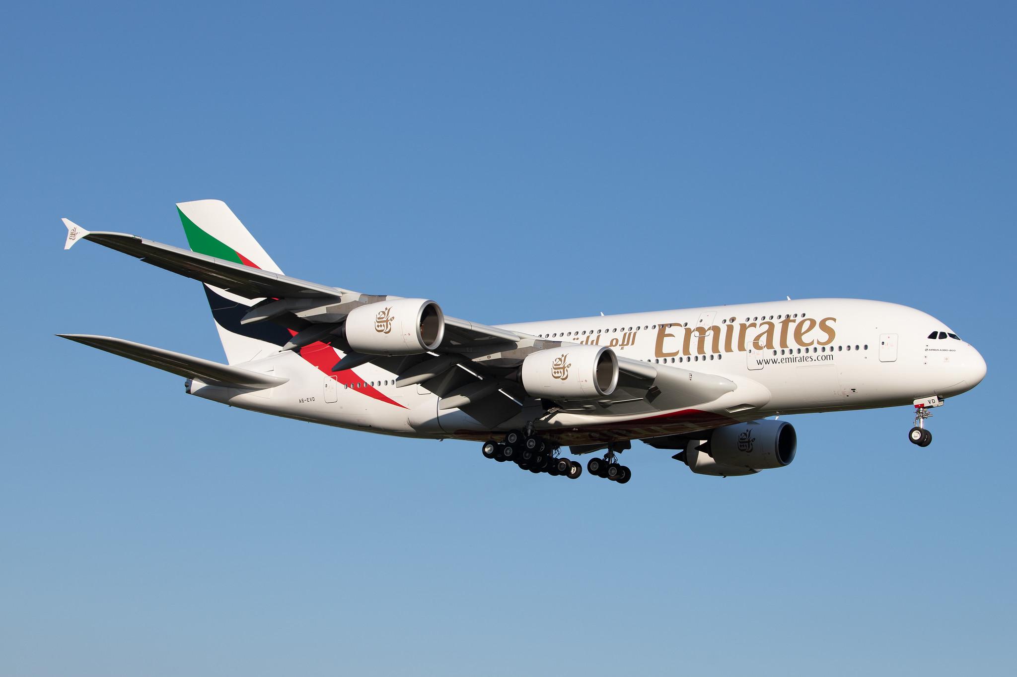 Hamburg Airport: Emirates (EK / UAE) |  Airbus A380-842 A388 | A6-EVD | MSN 249