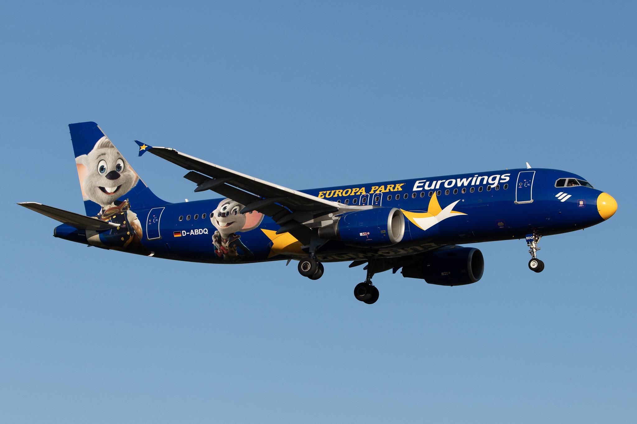 Hamburg Airport: Eurowings (EW / EWG) |  Livery: Europa Park Livery |  Airbus A320-214 A320 | D-ABDQ | MSN 3121