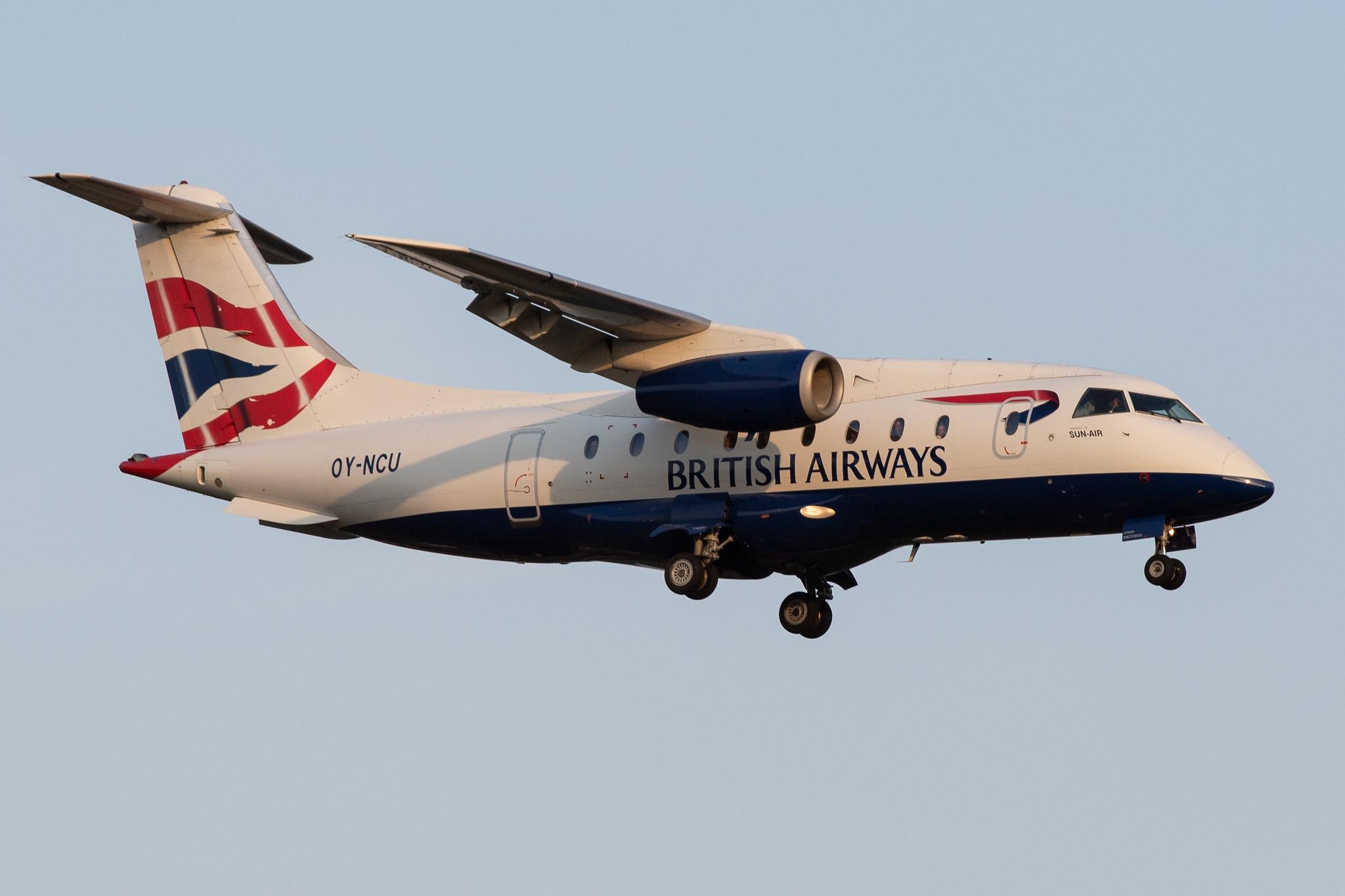 Hamburg Airport: British Airways (BA / BAW) | Operator: Sun-Air |  Dornier Do-328JET-300 J328 | OY-NCU | MSN 3122
