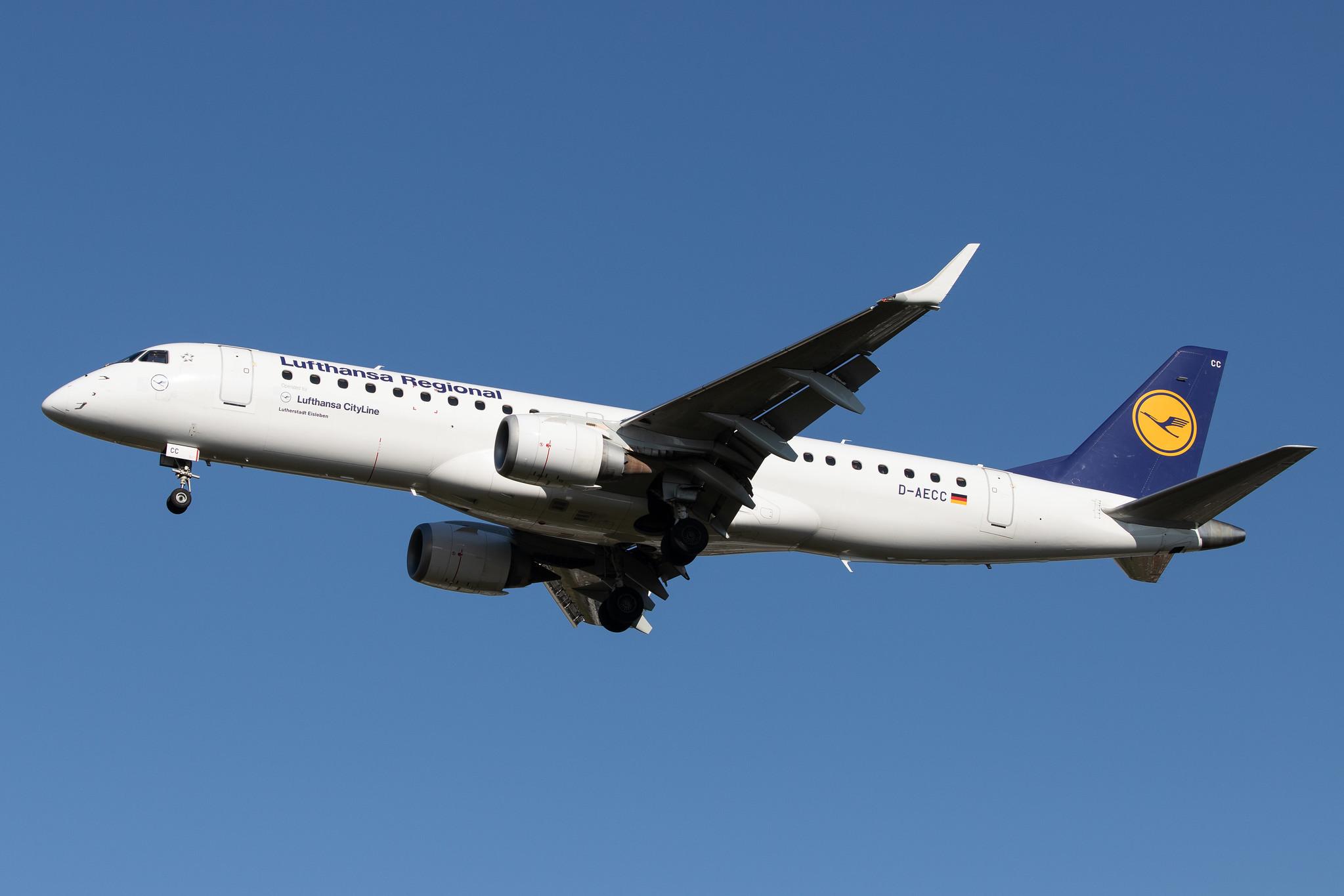 Frankfurt Airport: Lufthansa (LH / DLH) | Operator: Lufthansa CityLine |  Embraer ERJ-190LR E190 | D-AECC | MSN 19000333