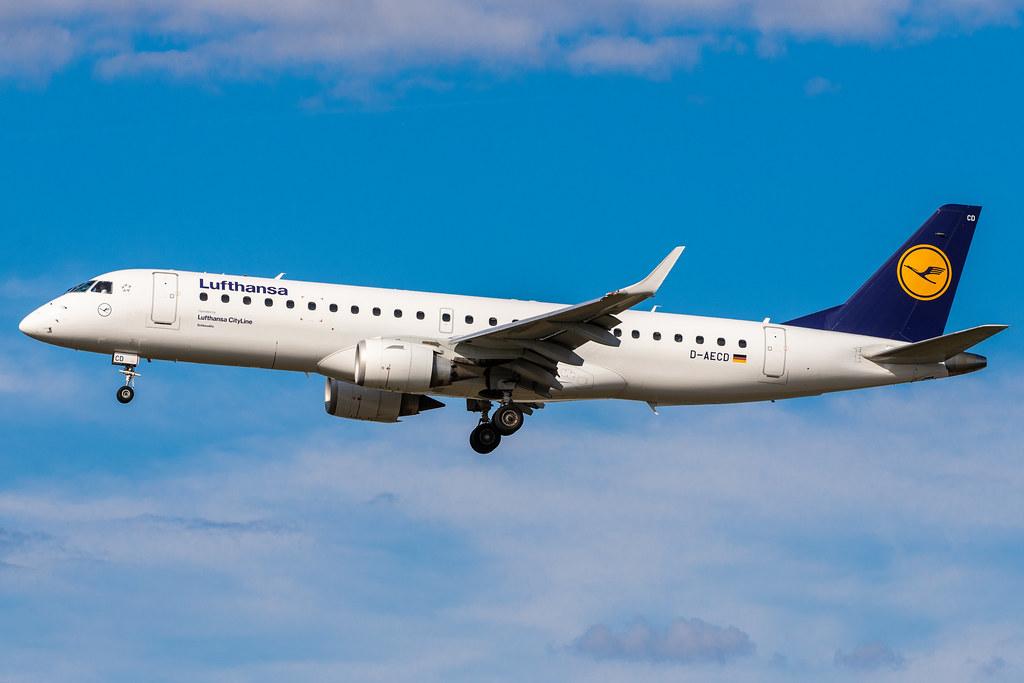 Frankfurt Airport: Lufthansa (LH / DLH) | Operator: Lufthansa CityLine |  Embraer ERJ-190LR E190 | D-AECD | MSN 19000337