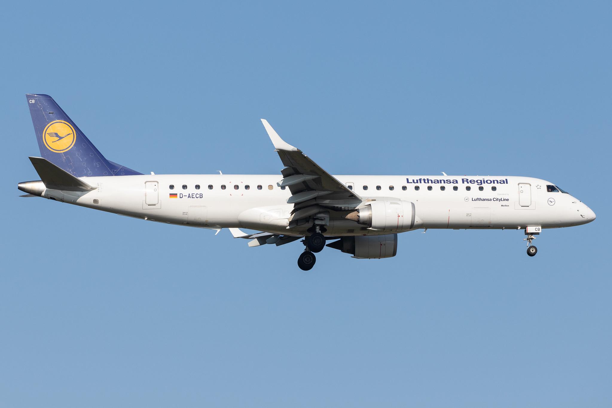 Frankfurt Airport: Lufthansa (LH / DLH) | Operator: Lufthansa CityLine |  Embraer ERJ-190LR E190 | D-AECB | MSN 19000332