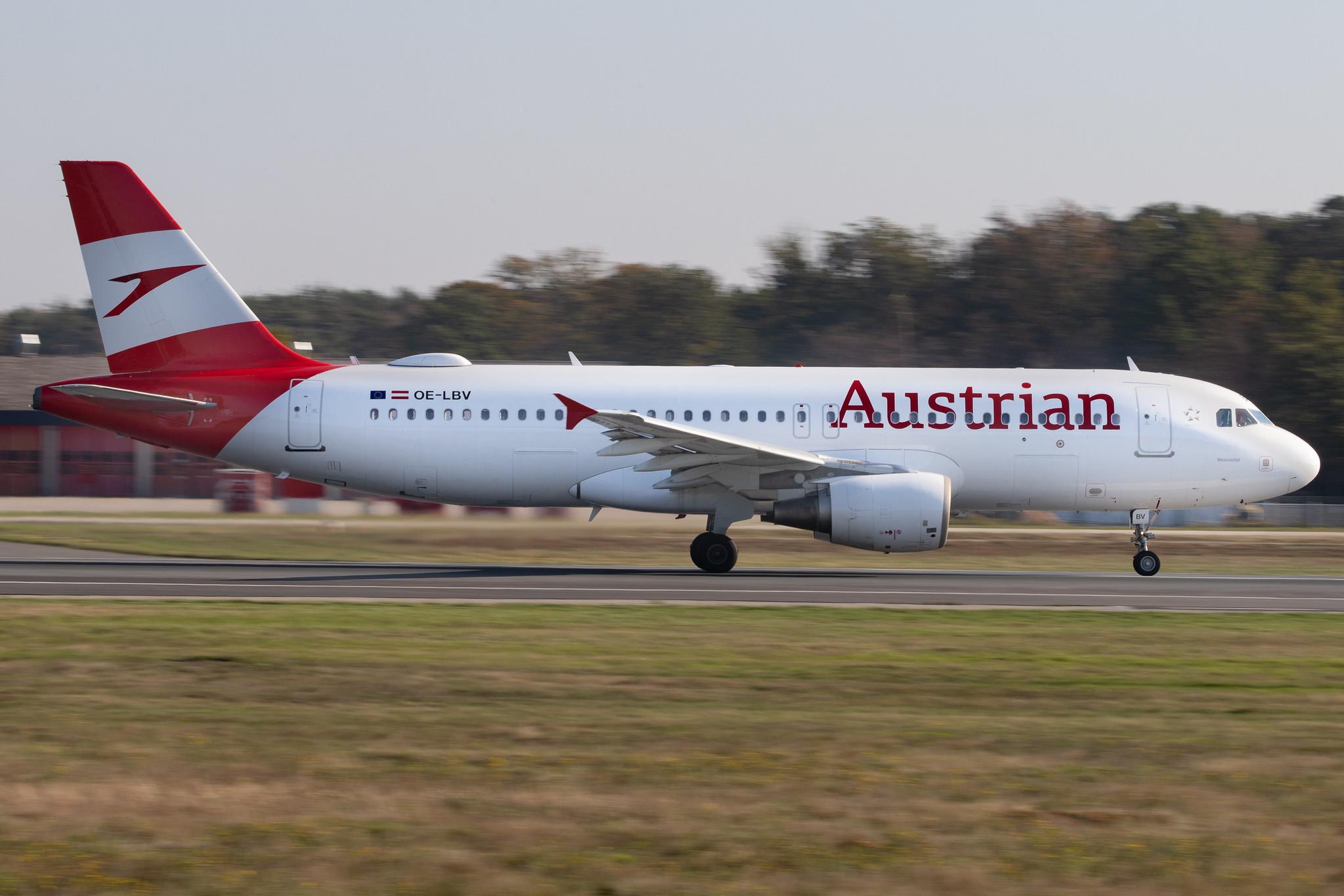 Frankfurt Airport: Austrian Airlines (OS / AUA) |  Airbus A320-214 A320 | OE-LBV | MSN 1385