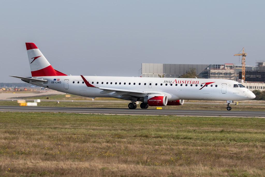 Frankfurt Airport: Austrian Airlines (OS / AUA) |  Embraer ERJ-195LR E195 | OE-LWD | MSN 19000411