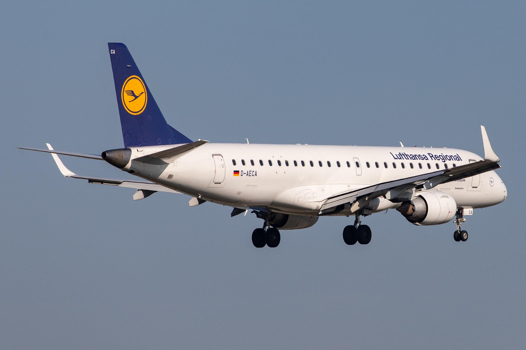 Frankfurt Airport: Lufthansa (LH / DLH) | Operator: Lufthansa CityLine |  Embraer ERJ-190LR E190 | D-AECA | MSN 19000327