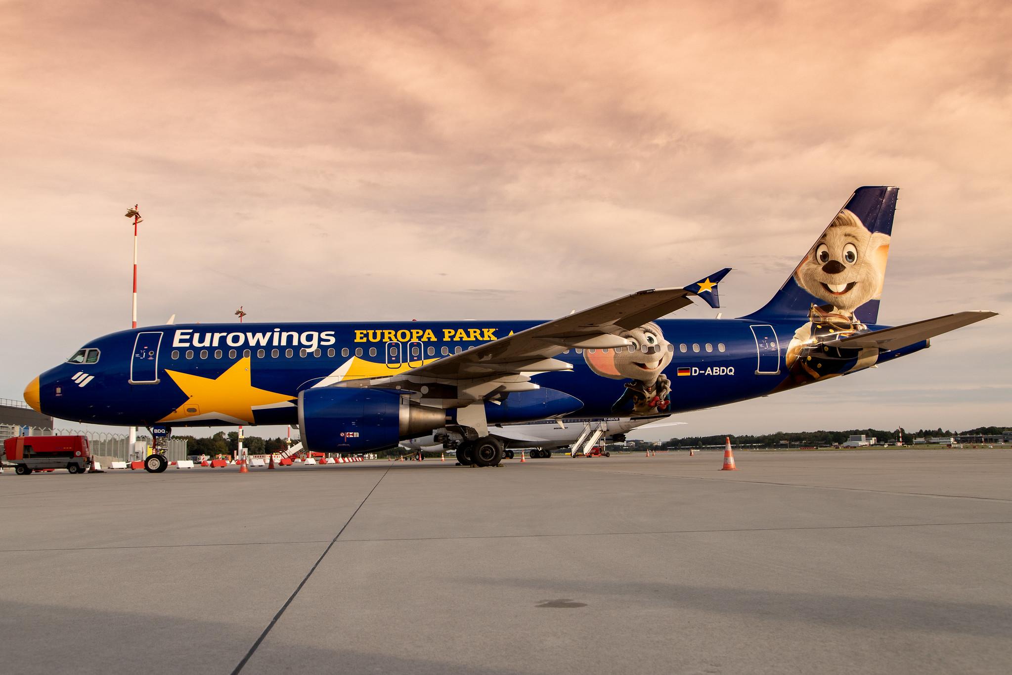 Hamburg Airport: Eurowings (EW / EWG) |  Livery: Europa Park Livery |  Airbus A320-214 A320 | D-ABDQ | MSN 3121