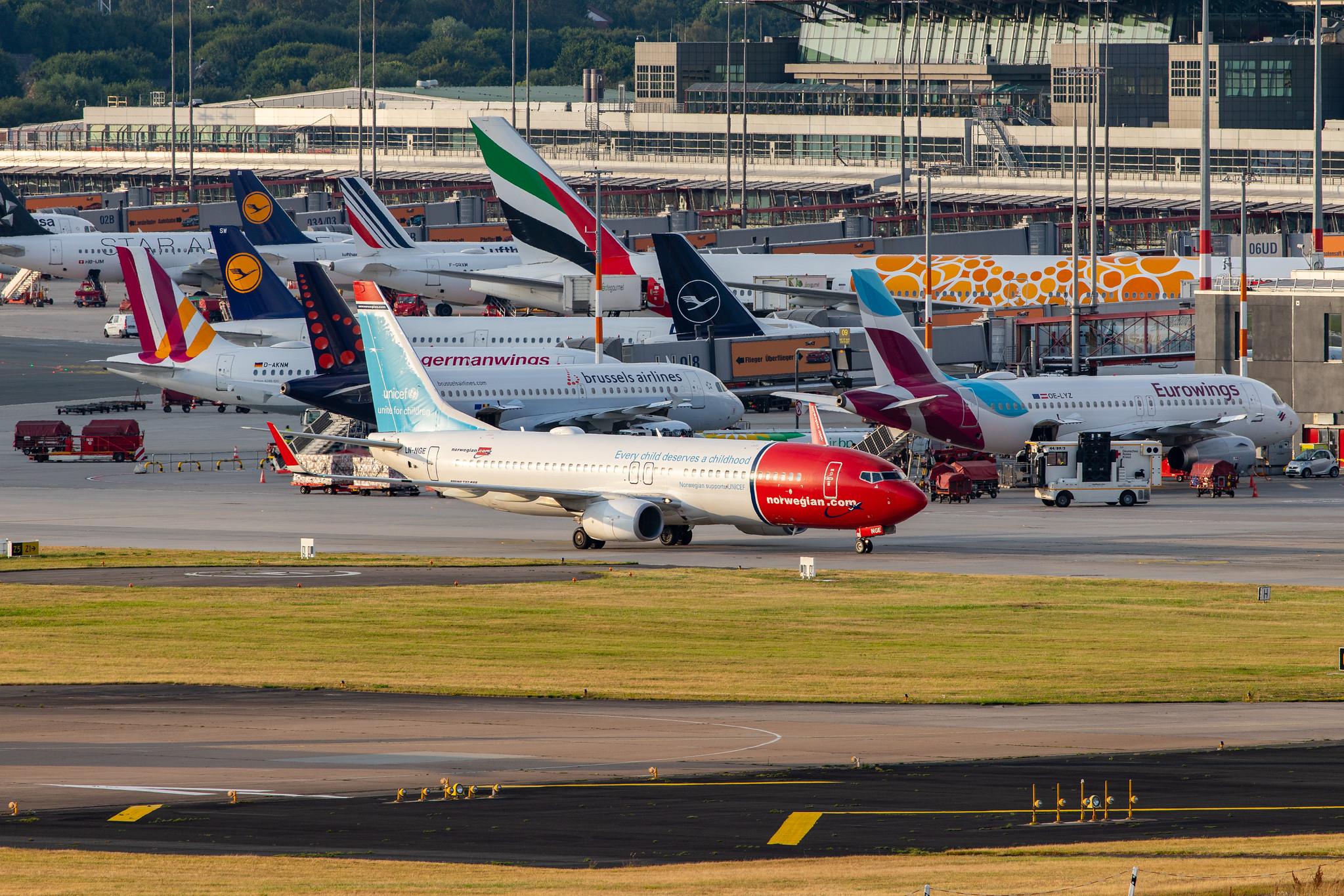 Hamburg Airport: Norwegian (DY / NAX) |  Livery: Unicef Livery |  Boeing 737-8JP B738 | LN-NGE | MSN 39050