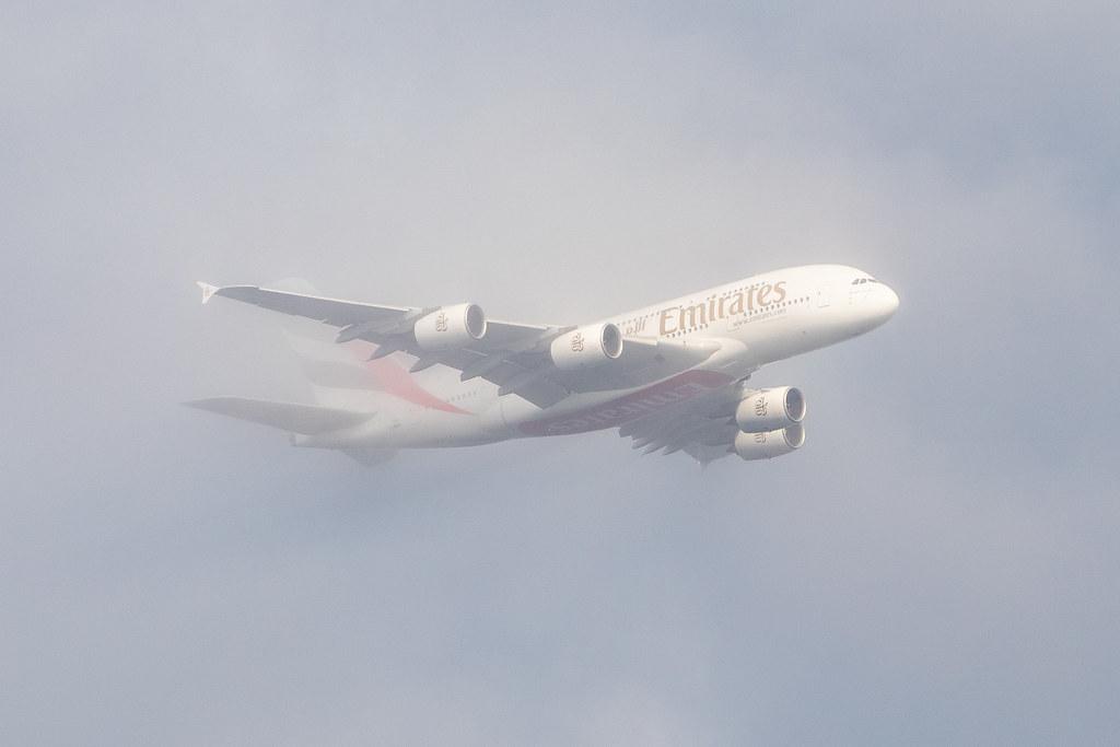 Hamburg Airport: Airbus A380 Test flight aircraft F-WWSM (Emirates Airbus A380 A388)
