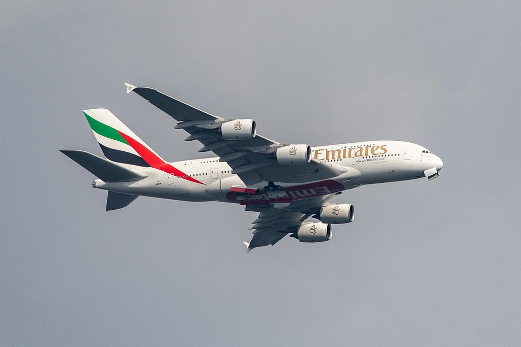 Hamburg Airport: Airbus A380 Test flight aircraft F-WWSM (Emirates Airbus A380 A388)