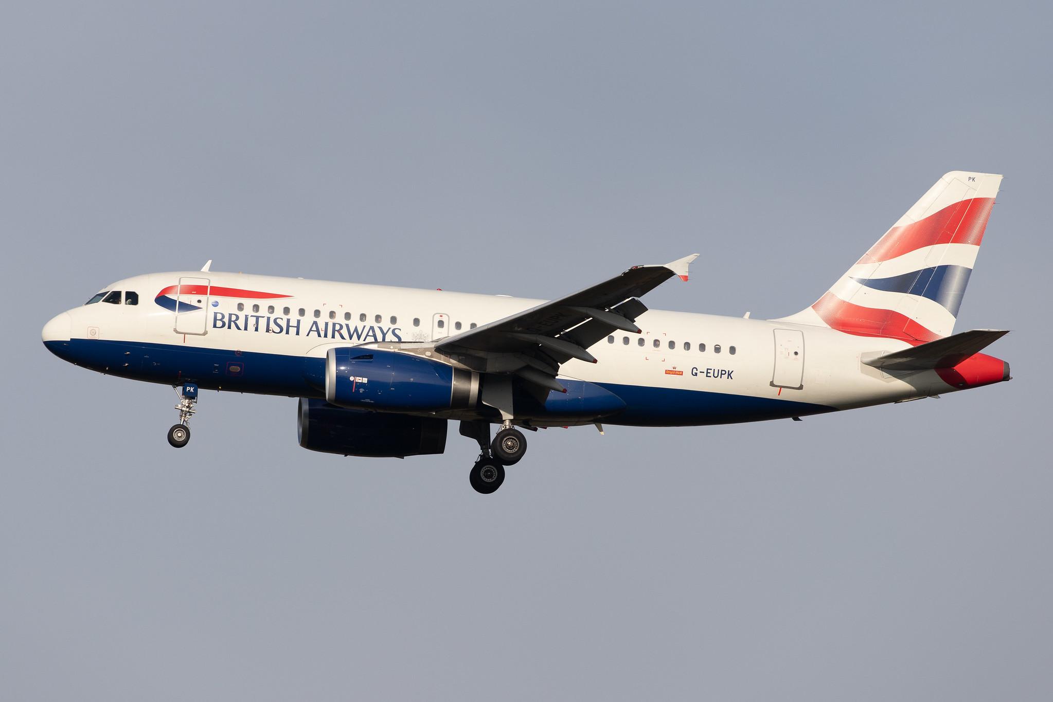 London Heathrow Airport: British Airways (BA / BAW) |  Airbus A319-131 A319 | G-EUPK | MSN 1236