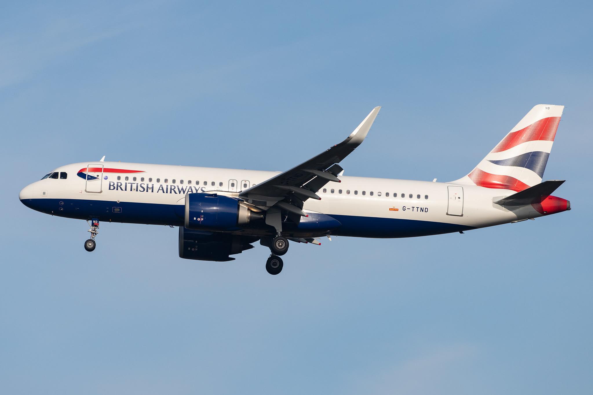 London Heathrow Airport: British Airways (BA / BAW) |  Airbus A320-251N A20N | G-TTND | MSN 8308