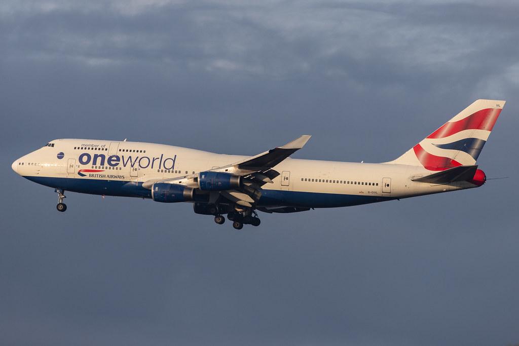 London Heathrow Airport: British Airways (BA / BAW) |  Livery: Oneworld livery |  Boeing 747-436 B744 | G-CIVL | MSN 27478