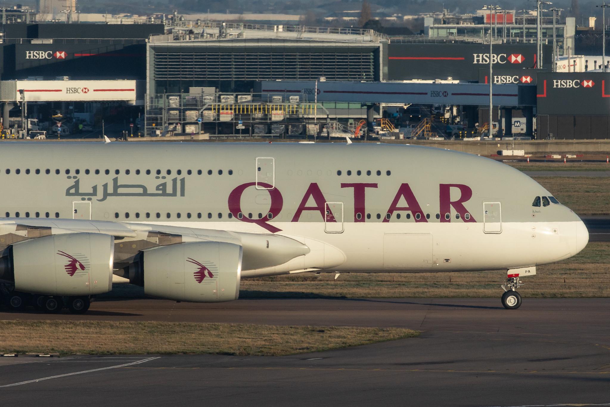 London Heathrow Airport: Qatar Airways (QR / QTR) |  Airbus A380-861 A388 | A7-APA | MSN 137