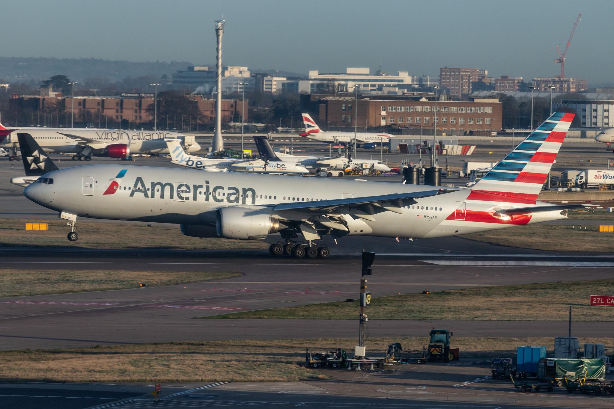 London Heathrow Airport: American Airlines (AA / AAL) |  Boeing 777-223(ER) B772 | N758AN | MSN 32637