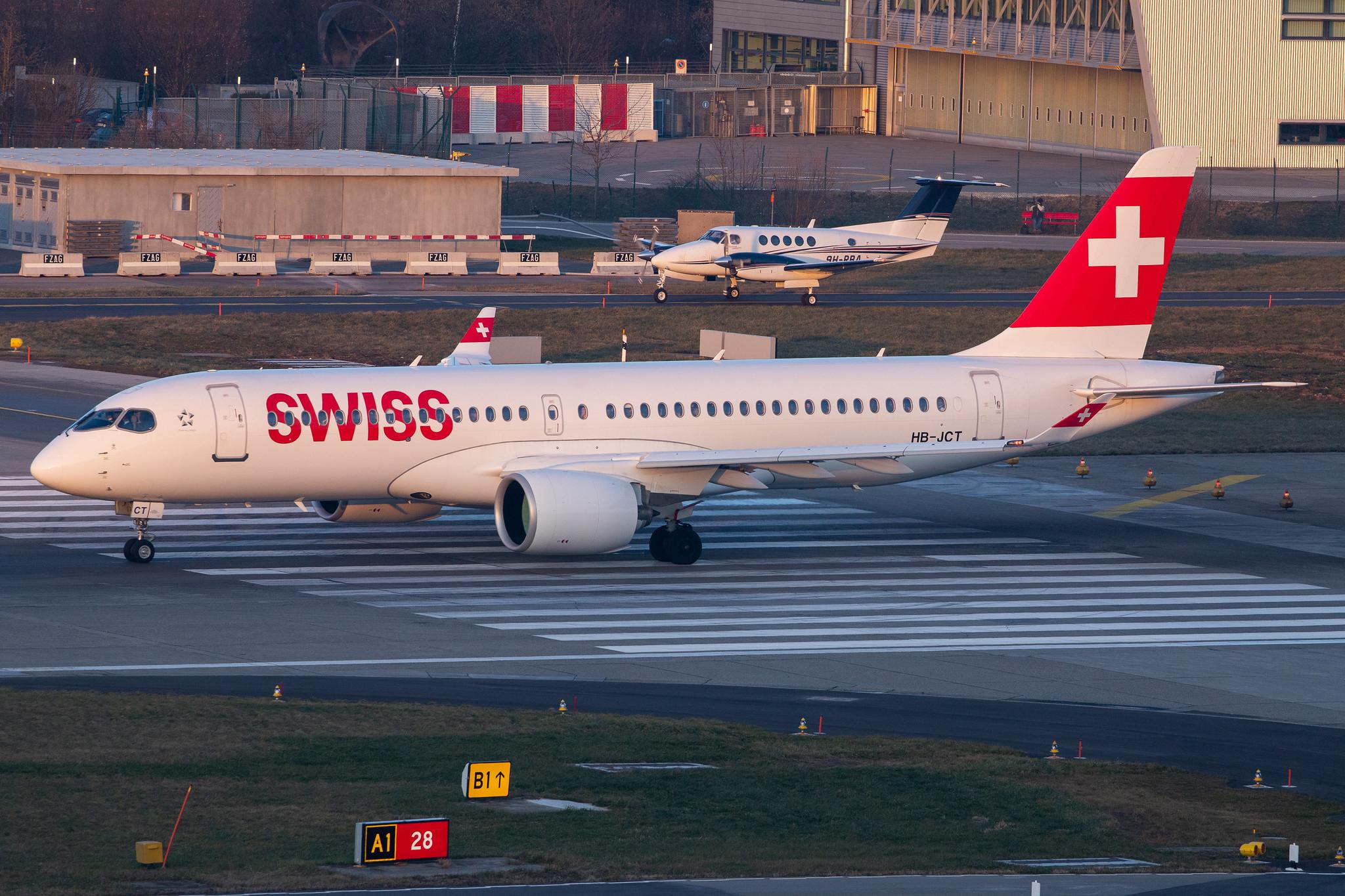 Flughafen Zürich: Swiss (LX / SWR) |  Airbus A220-300 BCS3 | HB-JCT | MSN 55046
