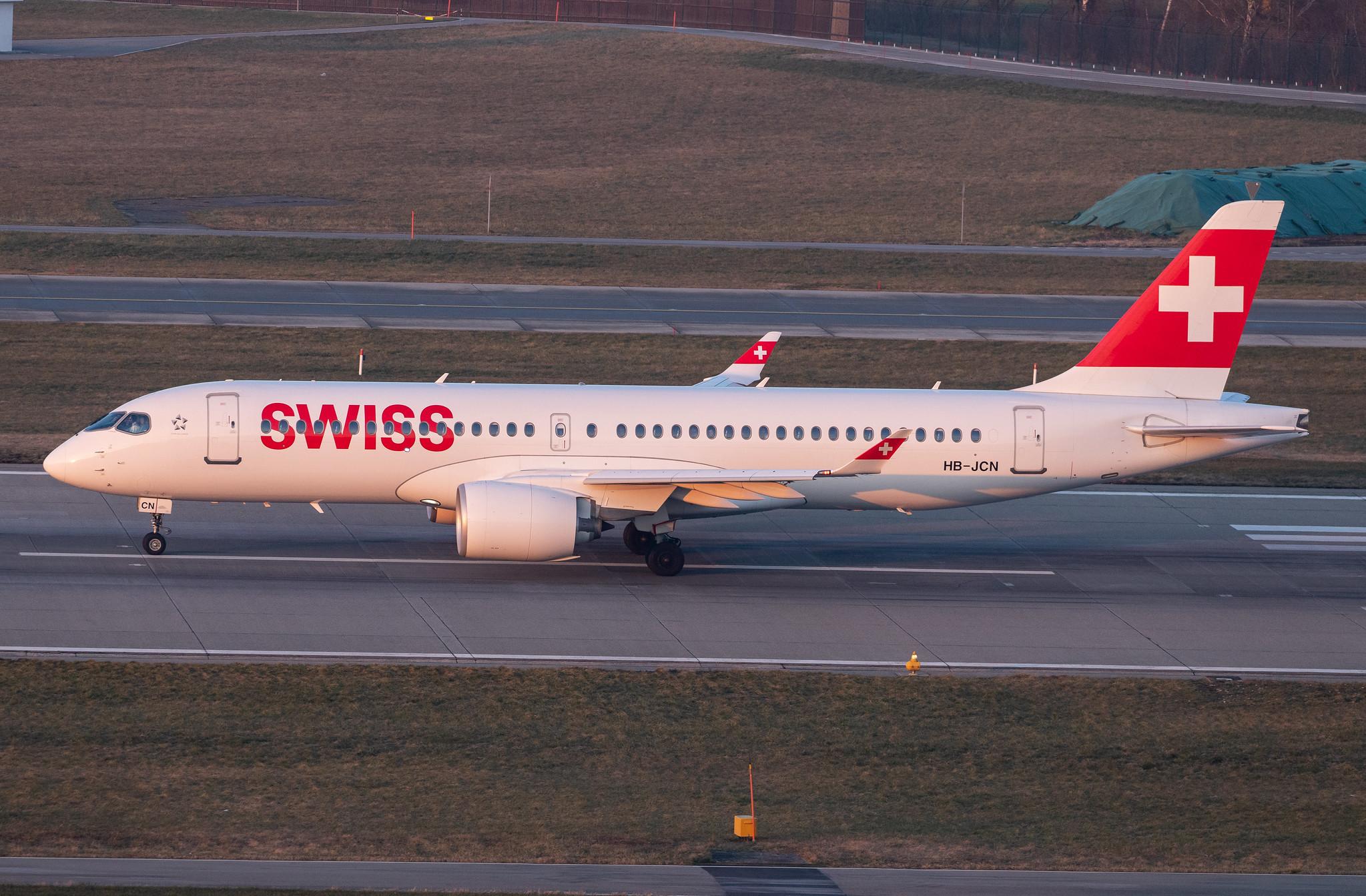 Flughafen Zürich: Swiss (LX / SWR) |  Airbus A220-300 BCS3 | HB-JCN | MSN 55032