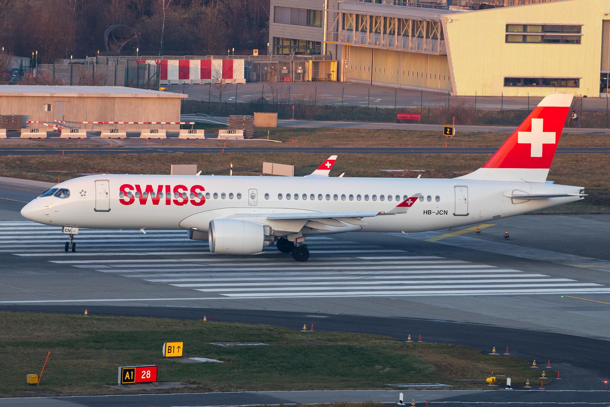 Flughafen Zürich: Swiss (LX / SWR) |  Airbus A220-300 BCS3 | HB-JCN | MSN 55032