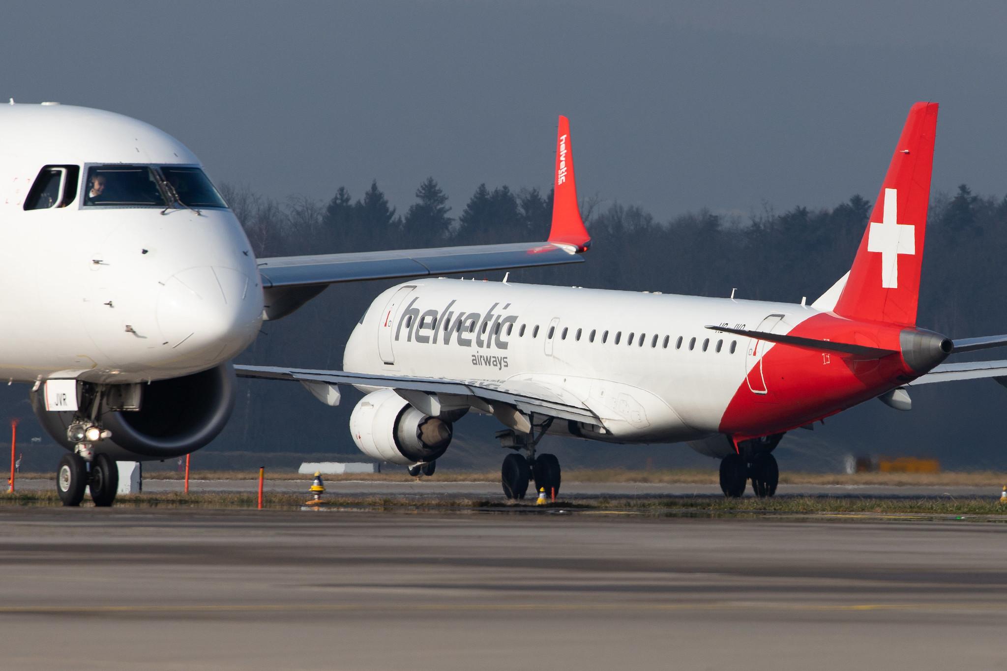 Flughafen Zürich: Helvetic Airways (2L / OAW) |  Embraer E190LR E190 | HB-JVQ | MSN 19000420