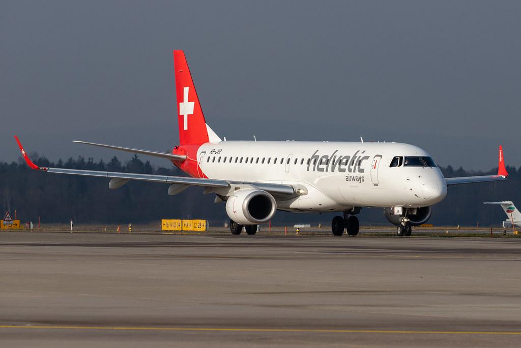 Flughafen Zürich: Helvetic Airways (2L / OAW) |  Embraer E190LR E190 | HB-JVR | MSN 19000435