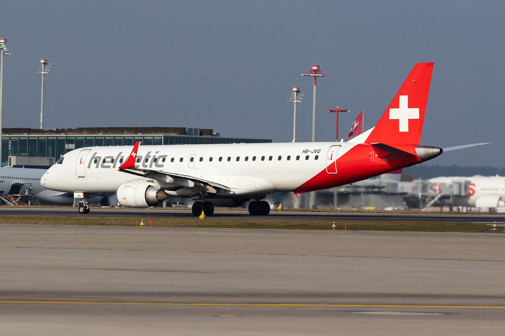 Flughafen Zürich: Helvetic Airways (2L / OAW) |  Embraer E190LR E190 | HB-JVQ | MSN 19000420