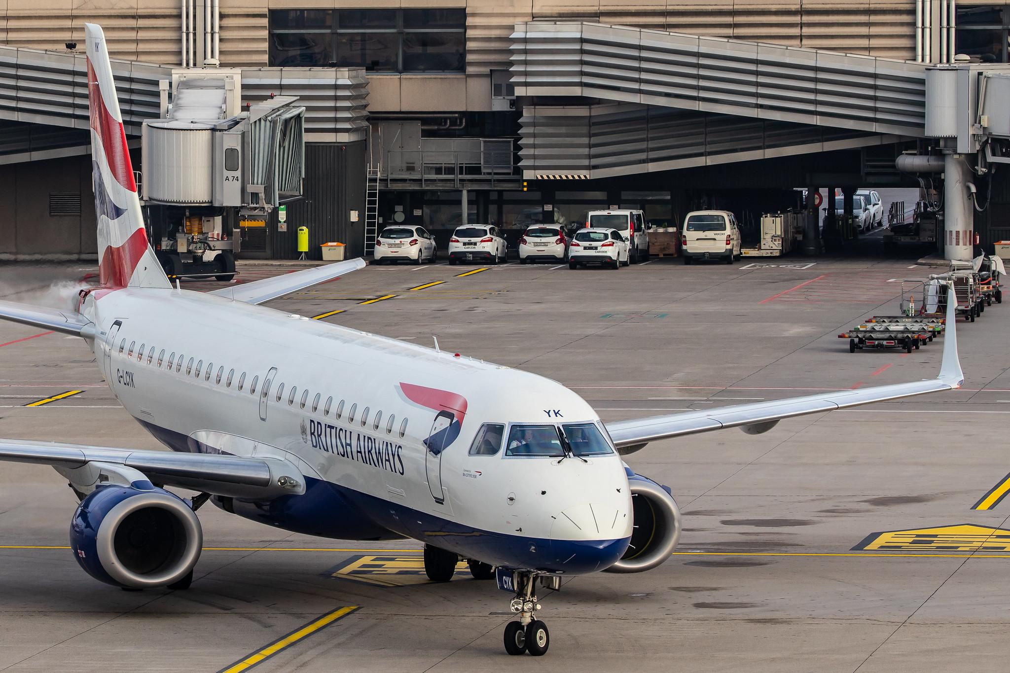 Flughafen Zürich: British Airways (BA / BAW) | Operator: BA CityFlyer |  Embraer E190SR E190 | G-LCYK | MSN 19000343