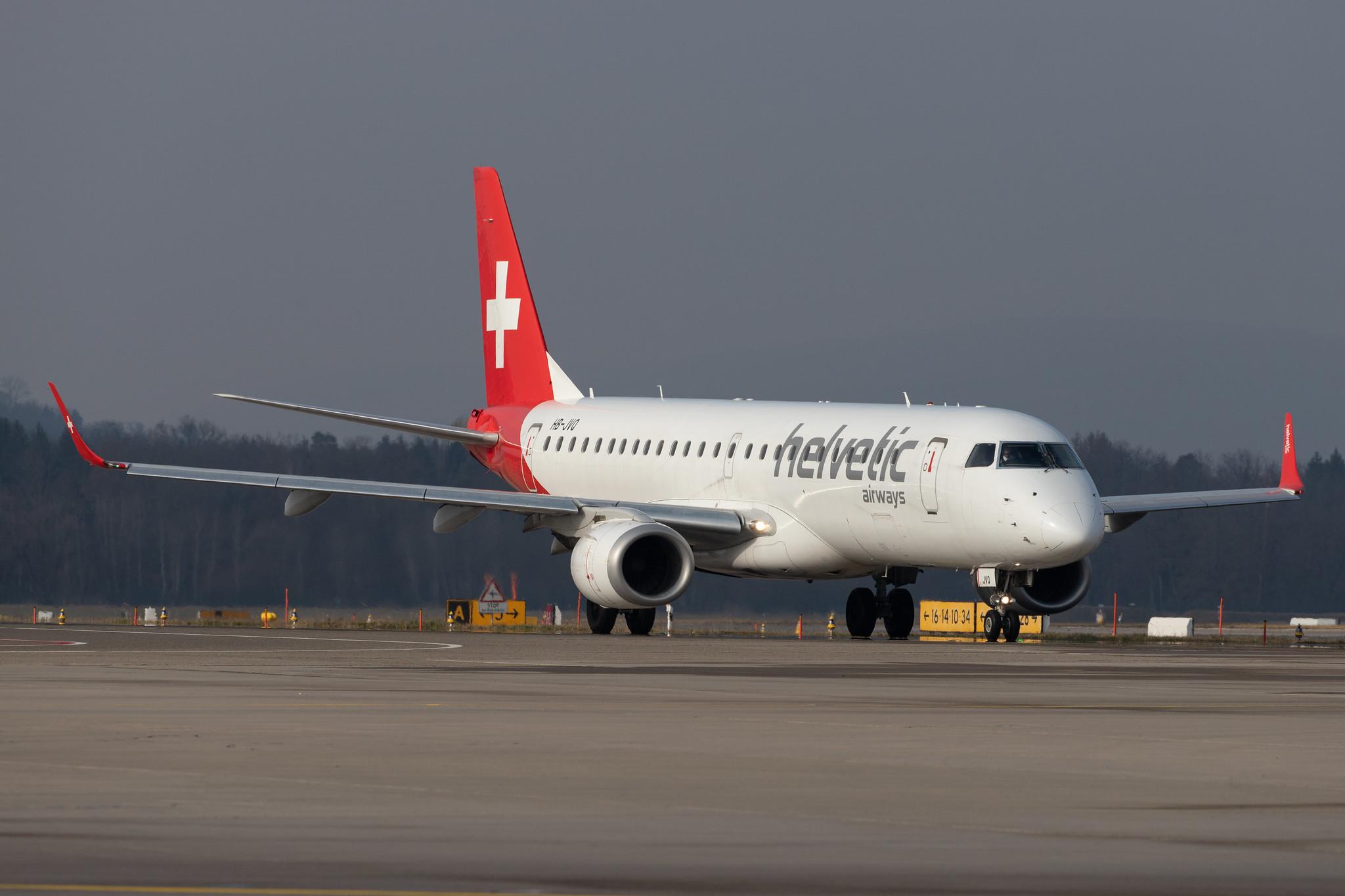 Flughafen Zürich: Helvetic Airways (2L / OAW) |  Embraer E190LR E190 | HB-JVQ | MSN 19000420