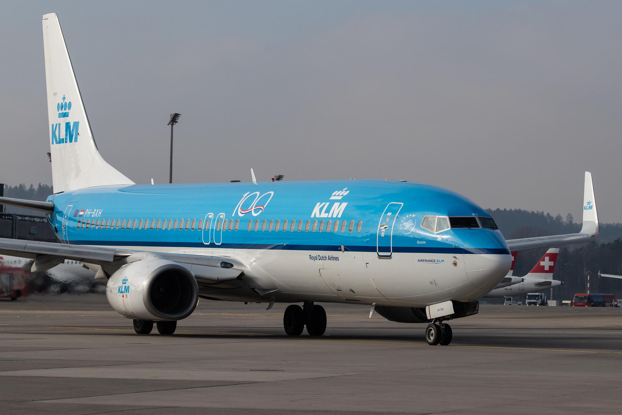 Flughafen Zürich: KLM (KL / KLM) |  Boeing 737-8K2 B738 | PH-BXH | MSN 29597